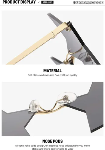 Vista 5 de ENTHYI Gafas de sol con forma de estrella sin montura para mujereshombres, para fiestas, personalidad, pentagrama