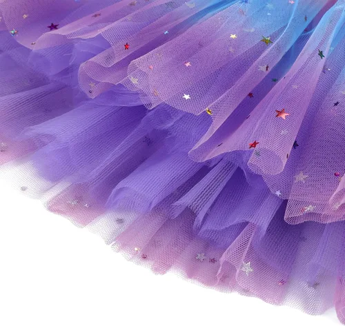 Vista 3 de Zando Falda tutú brillante en capas para niñas pequeñas vestido de baile de ballet falda de tul de lentejuelas para niños disfraz de Halloween