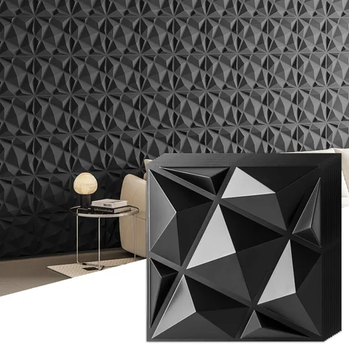 Vista 2 de Art3dwallpanels Paquete de 20 paneles de pared 3D para decoración de pared interior, 12 x 12 pulgadas, paneles de diamante blanco para sala