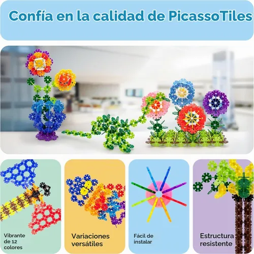 Vista 8 de PicassoTiles Juego de 600 fichas de construcción entrelazadas con bloques de disco creativos, juguetes de aprendizaje STEM para educación temprana