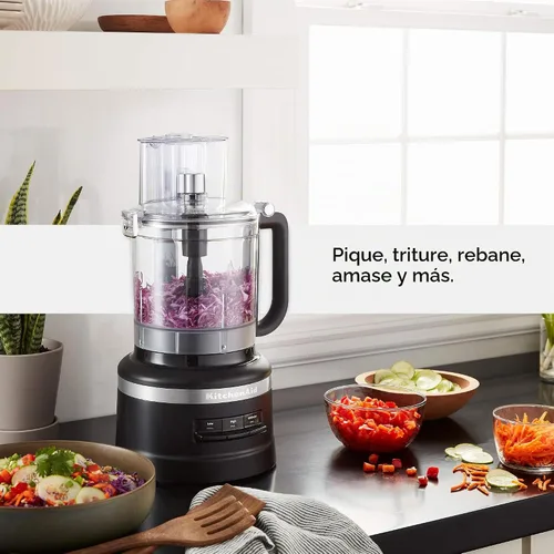 Vista 3 de KitchenAid - Procesador de alimentos de 13 tazas, KFP1318, negro mate All-in-One Storage Solution, Chop, Shred, Knead and Mix. Adjust Slicing