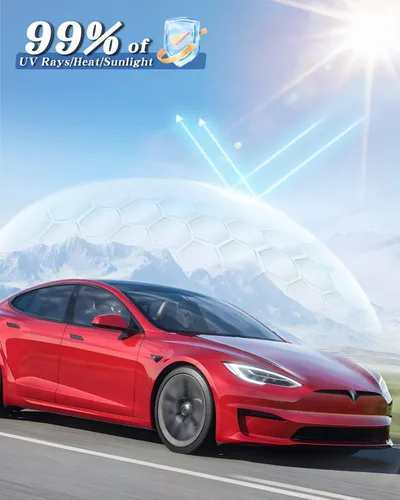Vista 8 de Parasol negro para techo solar impermeable – Compatible con Tesla Model 3/Highland 2020-2026 – Bloqueo UV y reducción de calor – con hebilla negra