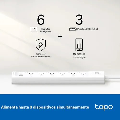 Vista 8 de Tapo Regleta de Alimentación Inteligente Wi-Fi - 6 Tomas Inteligentes Controladas Individualmente y 3 Puertos USB con Protección contra