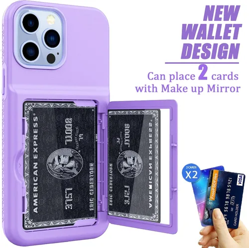 Vista 2 de Funda tipo cartera para iPhone 13 Pro Max, [Soporte para tarjeta de crédito integrado] Defensor 2 en 1 con ranuras para tarjetas, espejo oculto, a