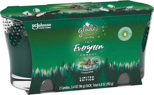Vista 6 de Glade Vela en tarro ICY Ever Green Forest, 3.4 onzas, paquete de 2 (6.8 onzas NT WT)