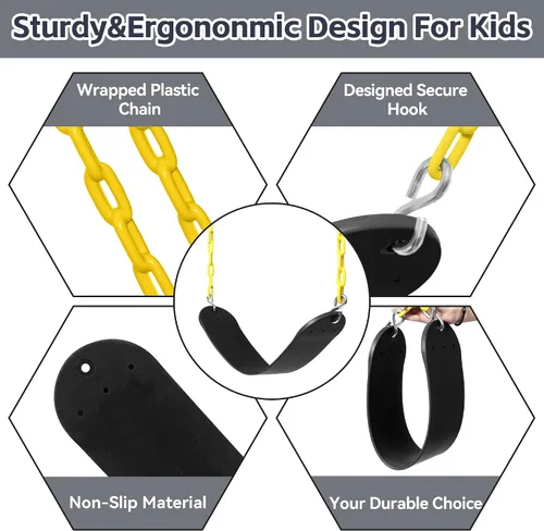 Vista 5 de Heavy Duty Swing Seat Chain Plastic Coated Swing Set Accesorios (negro)