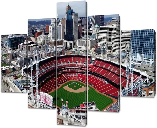Vista 30 de Busch Stadium Baseball Home Decor St. Louis, Missouri Cityscape - Pósteres e impresiones artísticas de pared de 5 piezas de estadios de béisbol