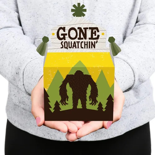 Vista 8 de Big Dot of Happiness Sasquatch Crossing - Caja de regalo para fiesta de Bigfoot o fiesta de cumpleaños, cajas de golosinas - Juego de 12