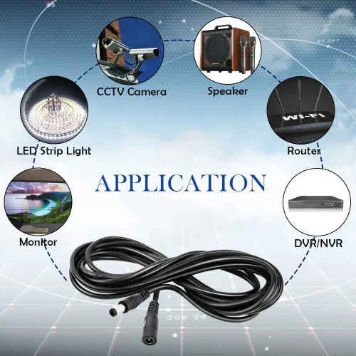 Vista 6 de 4 cables de extensión de alimentación de 12 V CC de 33 pies (32.8 ft) con conectores adaptadores de conector de alimentación (2 machos + 2 hembra)