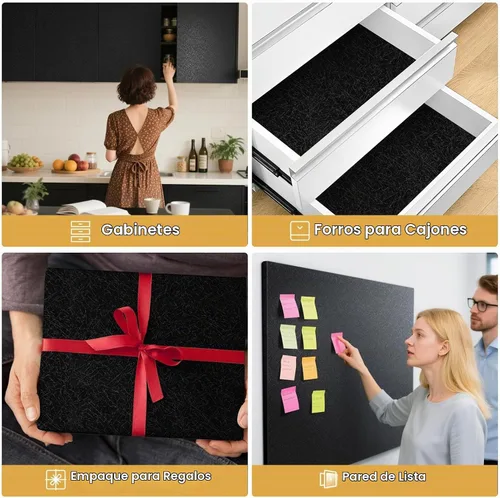 Vista 4 de Black Contact Paper Peel and Stick Wallpaper for Cabinets and Drawers Negro