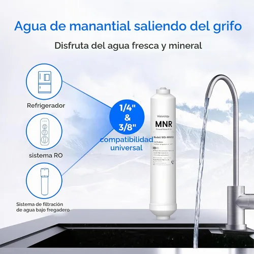 Vista 2 de Waterdrop Filtro de remineralización MNR35 compatible con sistema RO bajo