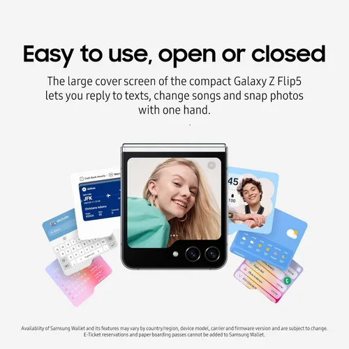 Vista 8 de SAMSUNG Galaxy Z Flip5 AI, teléfono celular de 256GB, desbloqueado, teléfono inteligente Android, diseño compacto plegable, control con una mano