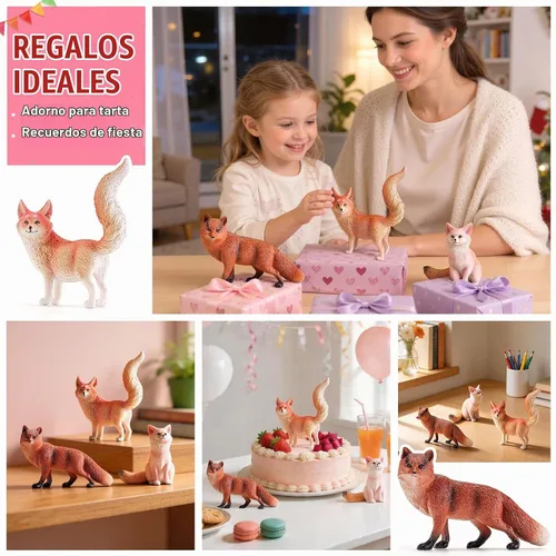 Vista 6 de Figura de zorro rojo, juguetes de animales, accesorios de jardín de hadas