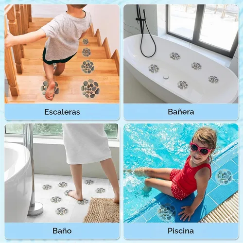 Vista 7 de Cabilock 8 calcomanías antideslizantes para bañera de 5.9 x 5.9 pulgadas, autoadhesivas antideslizantes para baño, calcomanías de seguridad