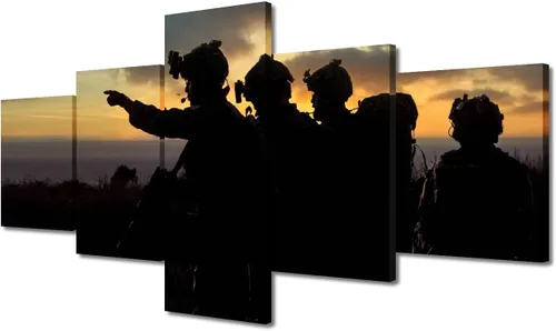 Vista 43 de Arte de pared para sala de estar, imágenes de la bandera estadounidense, impresión en lienzo, arte de pared militar de Estados Unidos de la Segunda