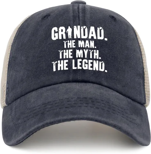 Vista 2 de Grandad Man Myth Legend Trucker Hat Men Gorra de malla vintage para verano, Azul púrpura04