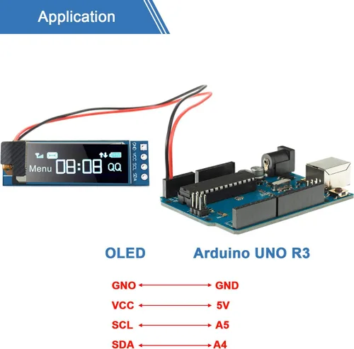 Vista 5 de Frienda Módulo de pantalla I2C de 5 piezas de 0.91 pulgadas I2C OLED Módulo de pantalla I2C Controlador de pantalla OLED DC 3.3V a 5V