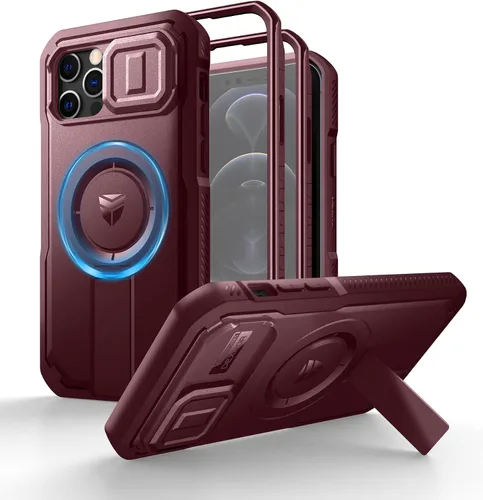 Vista 28 de Dexnor - Funda para iPhone 12 & iPhone 12 Pro con tapa deslizante para cámara, soporte ajustable y protector de pantalla integrado, carcasa