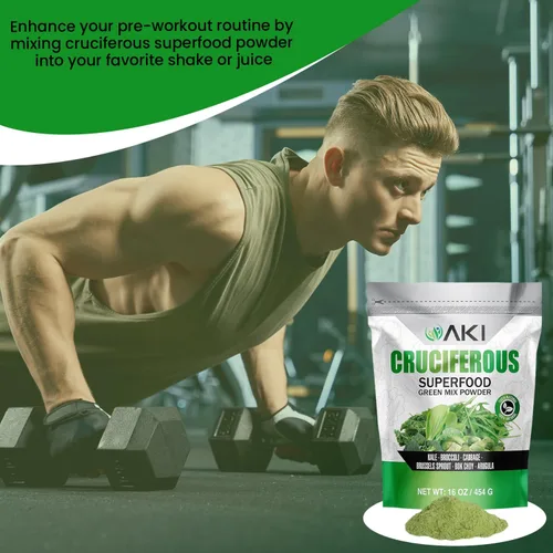 Vista 8 de AKI Cruciferous Superfood Green Mix Powder - Hecho de col rizada, brócoli, coles de Bruselas, repollo - Repleto de fitonutrientes y vitaminas