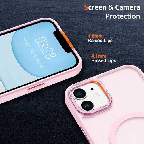 Vista 1288 de Anuck - Funda magnética para iPhone 11 compatible con MagSafe, carcasa trasera mate translúcida dura, borde de TPU, delgada, resistente a impactos