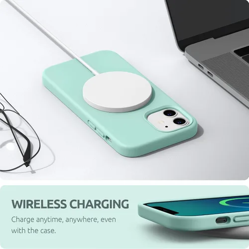 Vista 5 de SURPHY Diseñada para iPhone 12 y iPhone 12 Pro de 6.1 pulgadas, funda gruesa de silicona líquida (con forro de microfibra) para iPhone 12 y 12 Pro