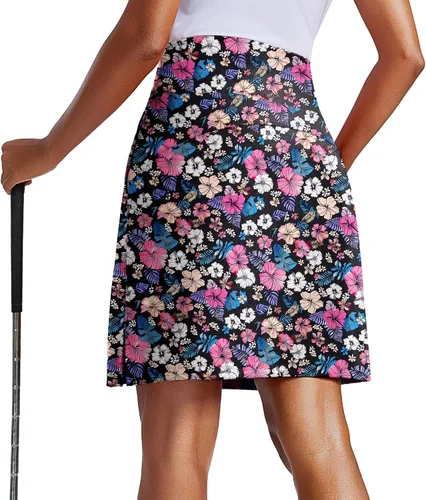 Vista 17 de PINSPARK Falda pantalón de 20 pulgadas para mujer, longitud a la rodilla, UPF 50+, faldas de golf con 3 bolsillos, cintura alta, falda pantalón