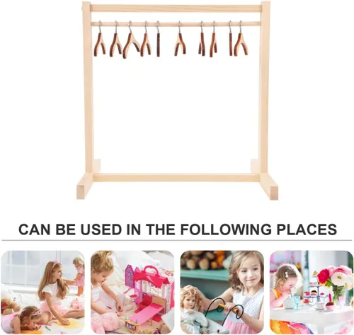 Vista 2 de Zerodeko - 10 perchas de ropa para muñecas, perchero de ropa para casa de niños, mini organizador de armario