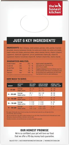 Vista 2 de The Honest Kitchen Alimento para Perros de Grado Humano Deshidratado con Ingredientes Limitados de Carne de Res, Caja de 10 lb