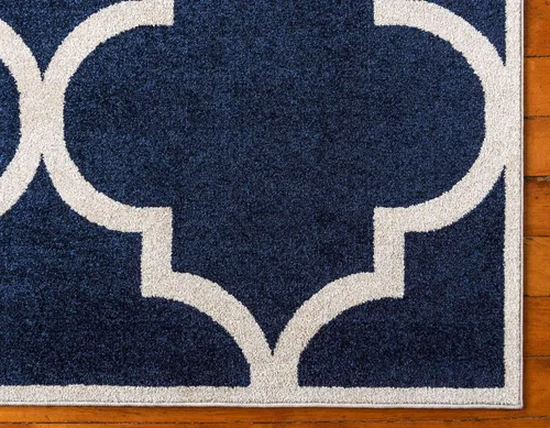 Vista 8 de Unique Loom Trellis Collection - Alfombra moderna inspirada en estilo marroquí con diseño de celosía, rectangular, 3 pies 3 pulgadas x 5 pies 3 azul