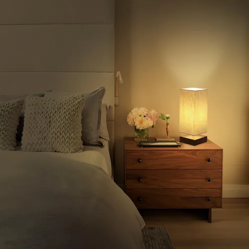 Vista 6 de Lámpara de Mesa con Control Táctil de Cabecera Regulable de 3 Vías Lámpara de Escritorio Táctil Lámpara Moderna de Mesa de Noche con Pantalla