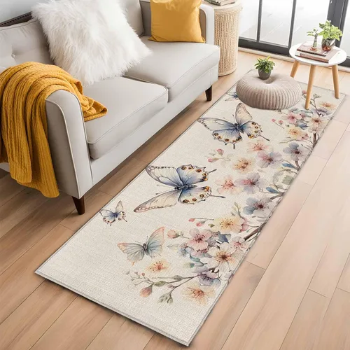 Vista 18 de Small Area Rugs 2x3 Ft, Spring Flowers Non-Slip Area Rugs for Living Room Bedroom Entryway, Watercolor Botanical Floral Butterfly Washable Carpet