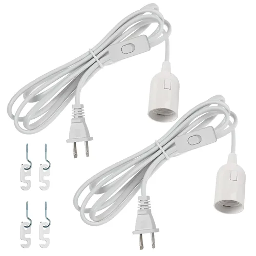 Vista 16 de Cable de luz colgante colgante - Enchufe de bombilla con cable E26/E27 enchufe de luz, cable de linterna colgante de extensión con interruptor