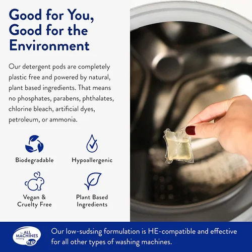 Vista 2 de Clean People Cápsulas de detergente para ropa y hojas suavizantes de tela, a base de plantas, detergente ecológico de 96 unidades y hojas