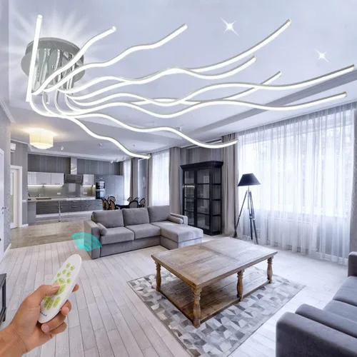 Vista 10 de Lámpara de techo LED moderna regulable para comedor, lámpara de cocina de lujo, 8 luces, cerca de techo, montaje empotrado