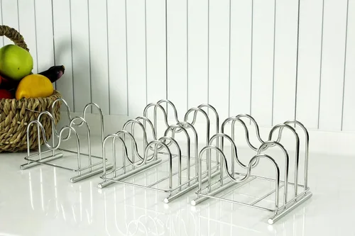 Vista 8 de LENITH Soporte para tabla de cortar de alambre de acero inoxidable 304, organizador de tabla de cortar para cocina con 5 seccionales