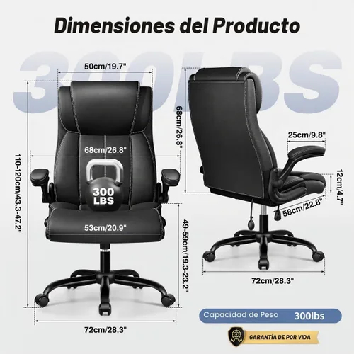 Vista 3 de BESTFAIR Ergonomic Office Chair, Desk Chair with Adjustable Lumbar Support Negro