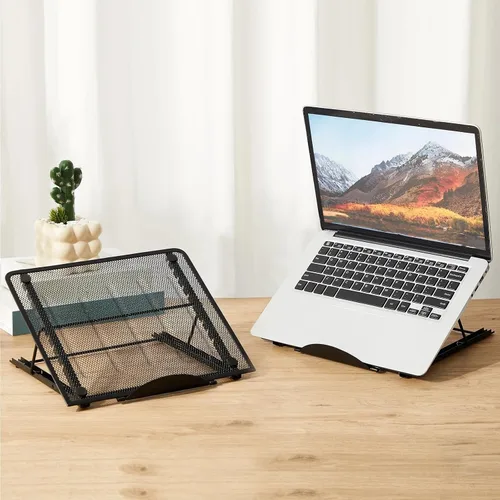 Vista 6 de Dunzoom 1 soporte de malla para portátil de 10 niveles, soporte elevador ajustable para computadora portátil para escritorio, refrigeración