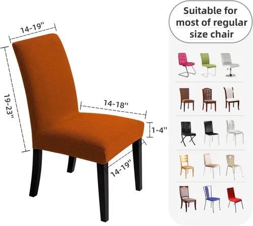 Vista 5 de Fundas para sillas de comedor, fundas elásticas para sillas de asiento decorativo, sin brazos, extraíbles, lavables, elásticas, universales