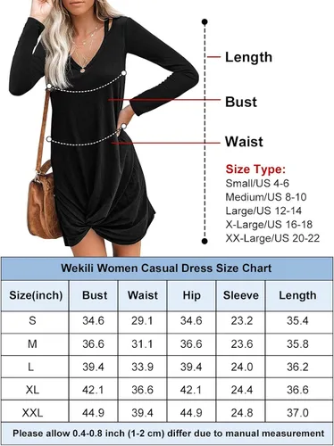 Vista 6 de WEKILI Womens Casual Loose Dress Beach Cover Up V Neck Short Sleeve Ultra-Soft Knot Twist Tie Dress