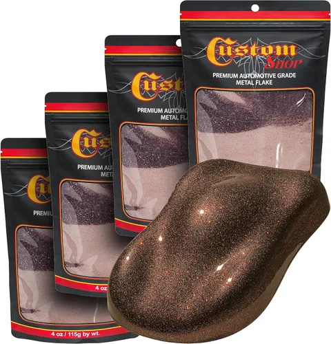 Vista 33 de Custom Shop - Purpurina metálica para pintura automotriz, oro brillante, 4 oz, micro escamas de metal de 0.004" para pintura de automóviles, aditivo