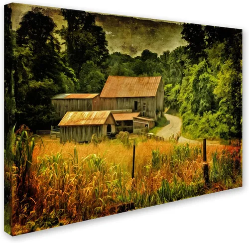 Vista 2 de Trademark Fine Art Lienzo decorativo para pared de camino campestre en verano por Lois Bryan, 14 x 19 pulgadas