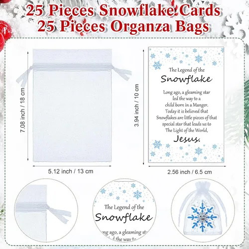 Vista 4 de Syhood Juego de 25 juegos de manualidades de copos de nieve de invierno, adornos colgantes de copo de nieve, divertidas tarjetas de expresiones