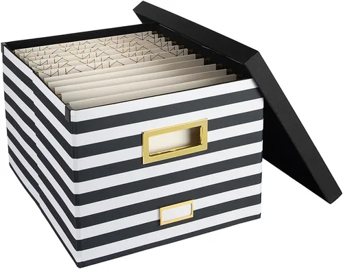 Vista 9 de BLU MONACO Caja organizadora de archivos colgante de escritorio con tapa Organizador de archivos colgantes para escritorio con almacenamiento
