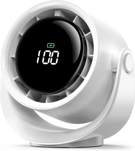 Vista 9 de Koonie - Ventilador de escritorio, ultra silencioso con batería de 2.5-11h, pequeño ventilador USB con viento fuerte, plegable con inclinación