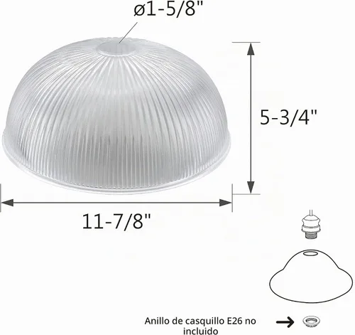 Vista 3 de Aspen Creative 25308-60-1, pantalla de vidrio transparente para lámpara de antorcha de enchufe de base media, lámpara colgante, accesorio de isla