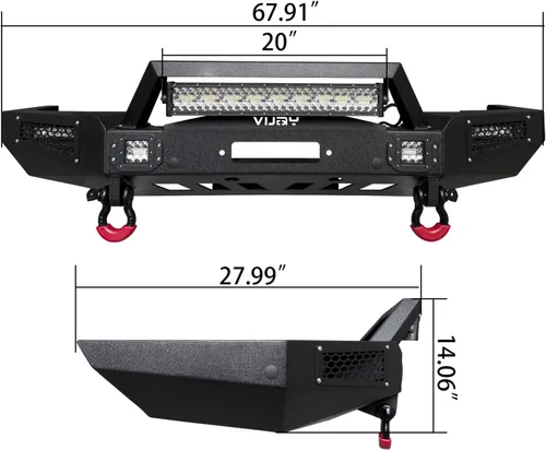 Vista 5 de Parachoques delantero con textura negra compatible con Ford Ranger 1993-1997 (no es compatible con modelos XLT)