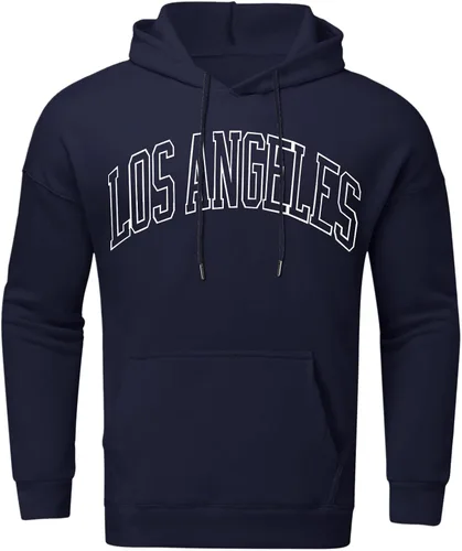Vista 2 de EELHOE Men's Hooded Shirts Cotton Novelty Long Sleeve Tops with Hood Regular Fit Print Graphic Stretch Pullover