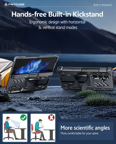 Vista 4 de FNTCASE for Galaxy Z Fold 8 Ultra Case, Z Fold 7 Case with Pen Holder Black