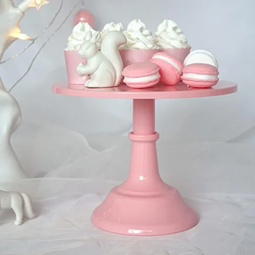 Vista 4 de Soporte de hierro para tartas, bandeja decorativa para cupcakes, bandeja de fruta de postre para baby shower, boda, fiesta de cumpleaños (rosa) (M)