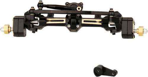 Vista 2 de Latón negro revestimiento completo Portal delantero y trasero ejes con servo montaje servo brazo para Axial AX24 1/24 RC 4WD Crawler coche metal